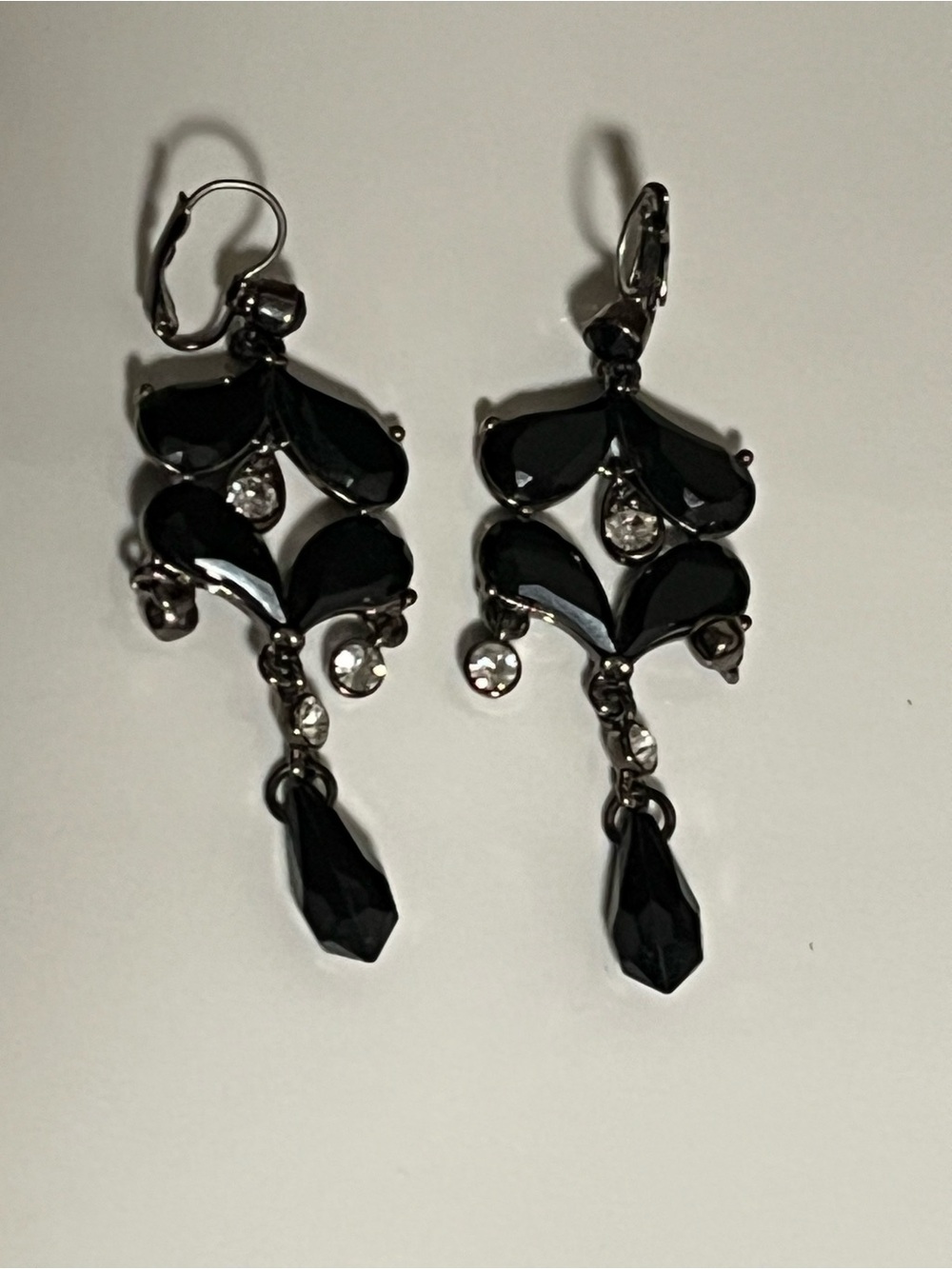 Elegant Black Crystal Drop Earrings - Women Jewelry